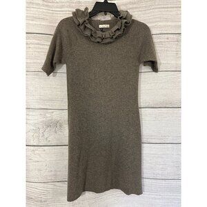 HOSS Intropia Ruffle Neck Cashmere Short Sleeve Dress Size XS